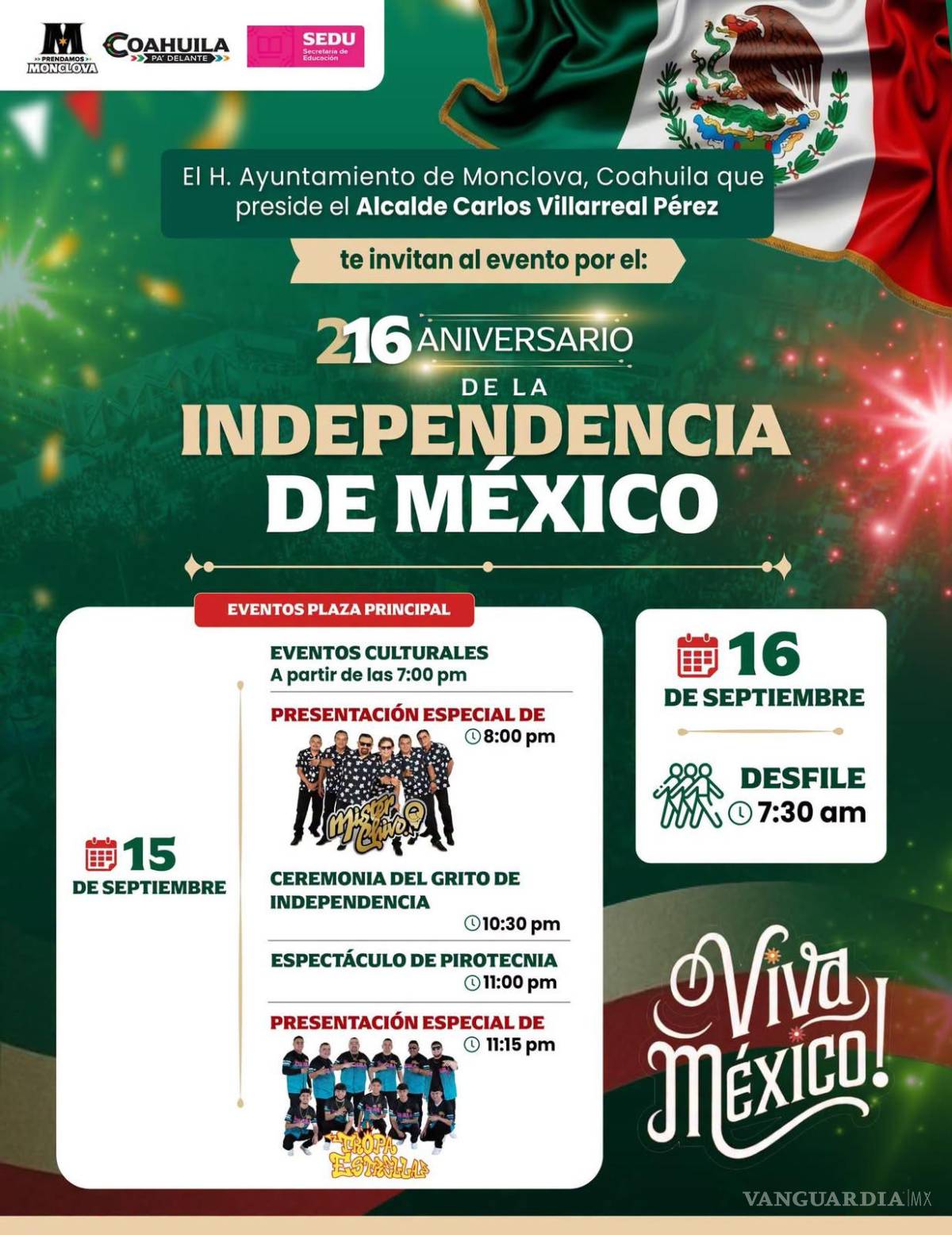 $!Monclova prepara festejo patrio con Grito de Independencia y desfile