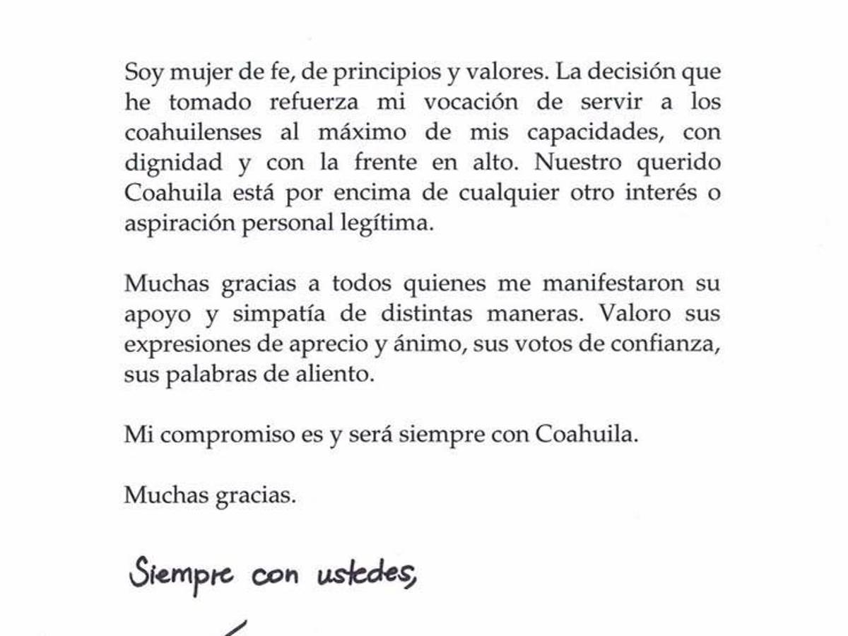 $!Se retira Hilda Flores de la carrera por la Gubernatura de Coahuila