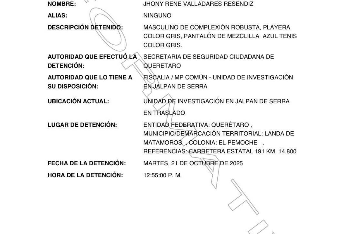 $!Detienen en Querétaro a director del DIF de Pisaflores, Hidalgo, acusado de delitos contra la salud