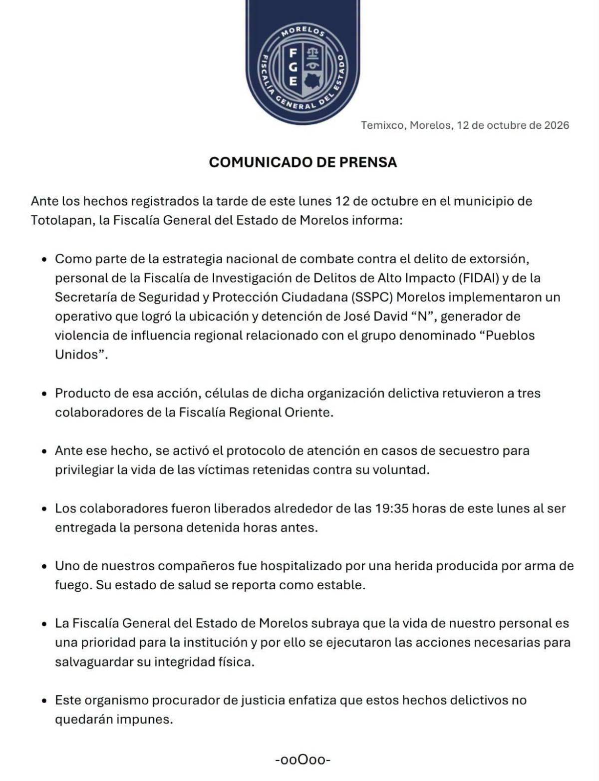 $!Fiscalía de Morelos libera a ‘El Güero Gym’ a cambio de tres agentes en Totolapan