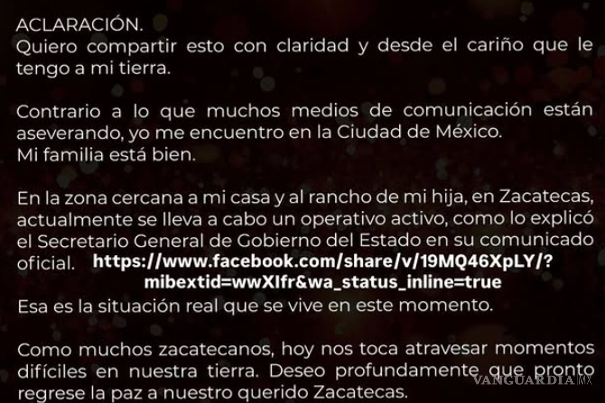 $!Detienen célula criminal tras ataque armado cerca de propiedad de Pepe Aguilar en Zacatecas