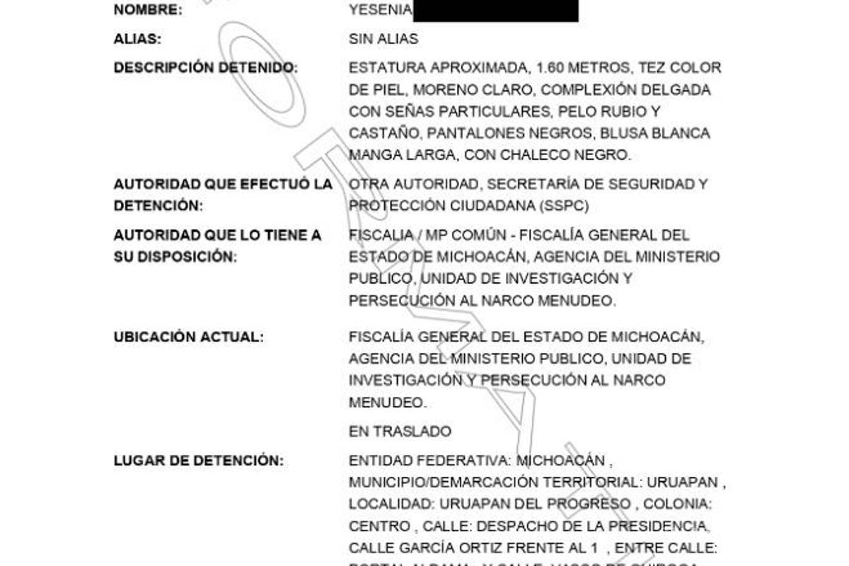 $!SSPC detuvo a Yesenia ‘N’, secretaria de Grecia Quiroz, por asesinato del alcalde Carlos Manzo en Uruapan