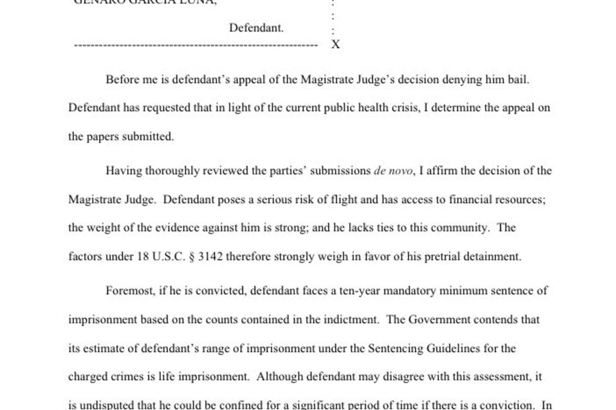 $!Genaro García Luna sufre nuevo revés en tribunal de Nueva York; le vuelven a negar libertad bajo fianza
