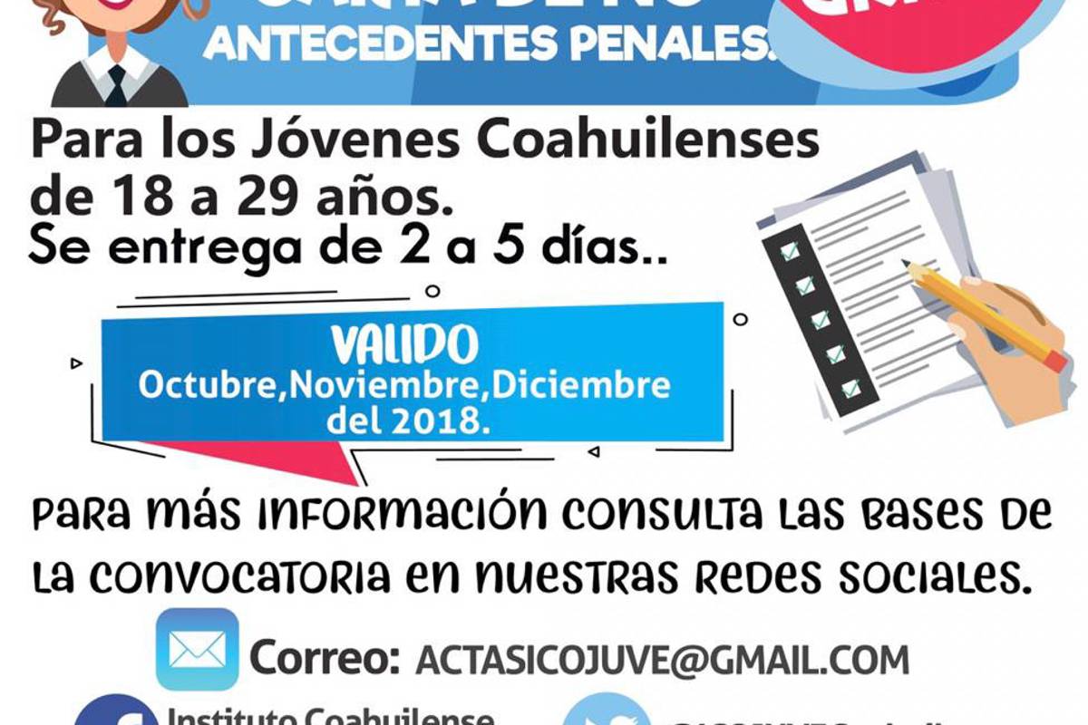 Gratis, la carta de no antecedentes penales en Coahuila