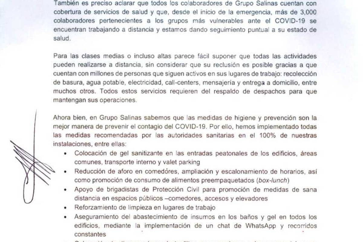 $!Grupo Salinas aclara que aplica “aislamiento selectivo”, y compró gel y cubrebocas para empleados