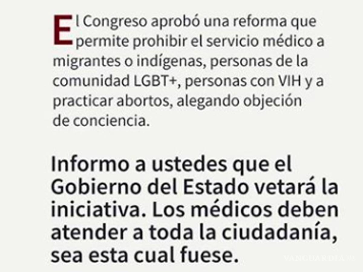$!Gobierno de Nuevo León vetará 'objeción de conciencia', ley que facilita a médicos negarse a atender a personas LGBT+
