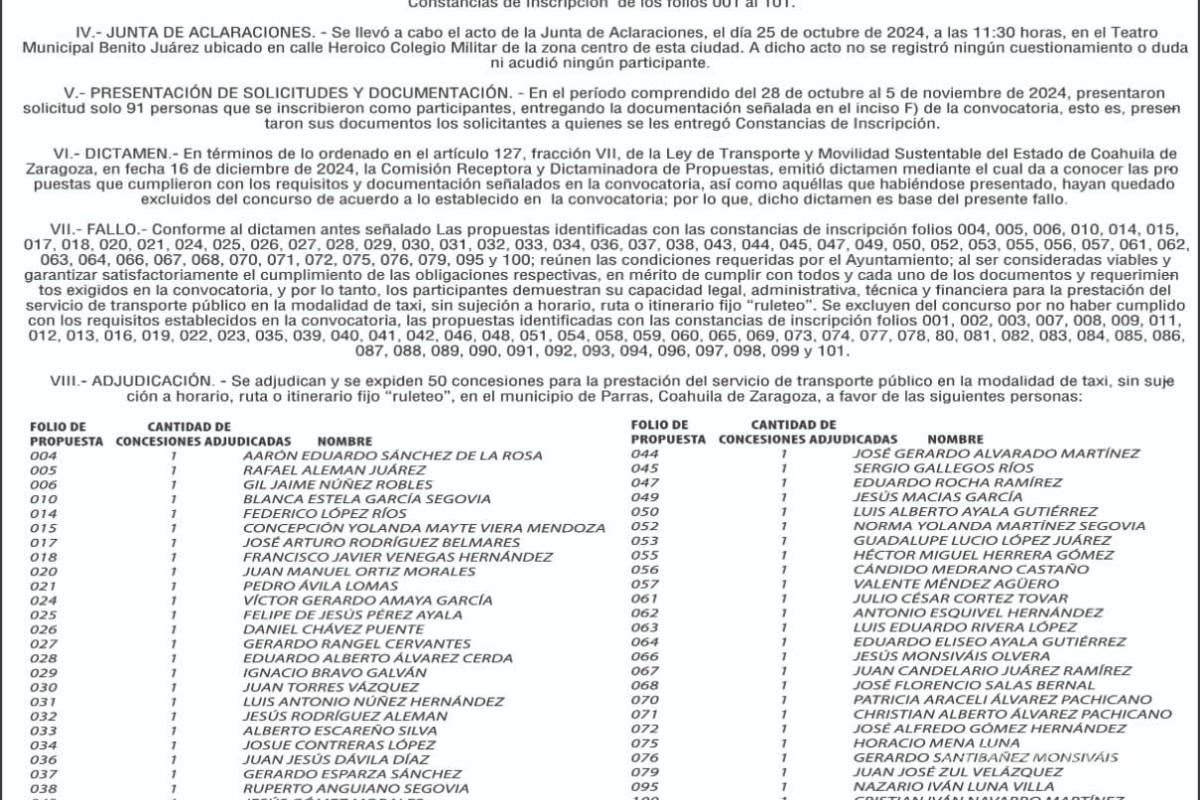$!Señalan a Gil Núñez, dirigente de la CTM en Parras, y al secretario del Ayuntamiento, Arturo Almanza, como responsables de otorgar concesiones de taxis de manera irregular.