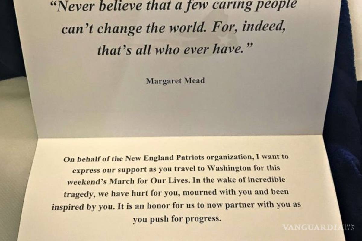 $!Patriots prestan su avión a supervivientes de tiroteo para ir a marcha en Washington