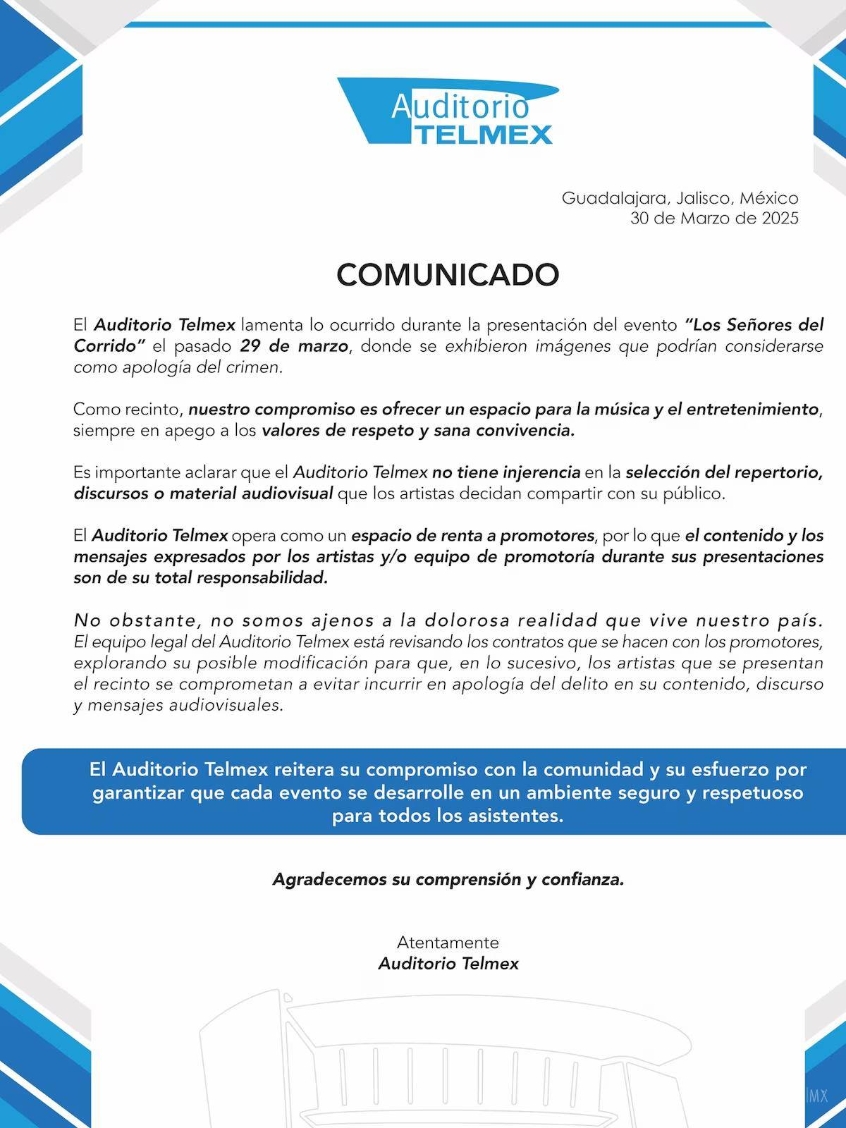 $!Homenajean ‘Los Alegres del Barranco’ a ‘El Mencho’, líder del CJNG en Jalisco; gobernador y auditorio rechazan evento