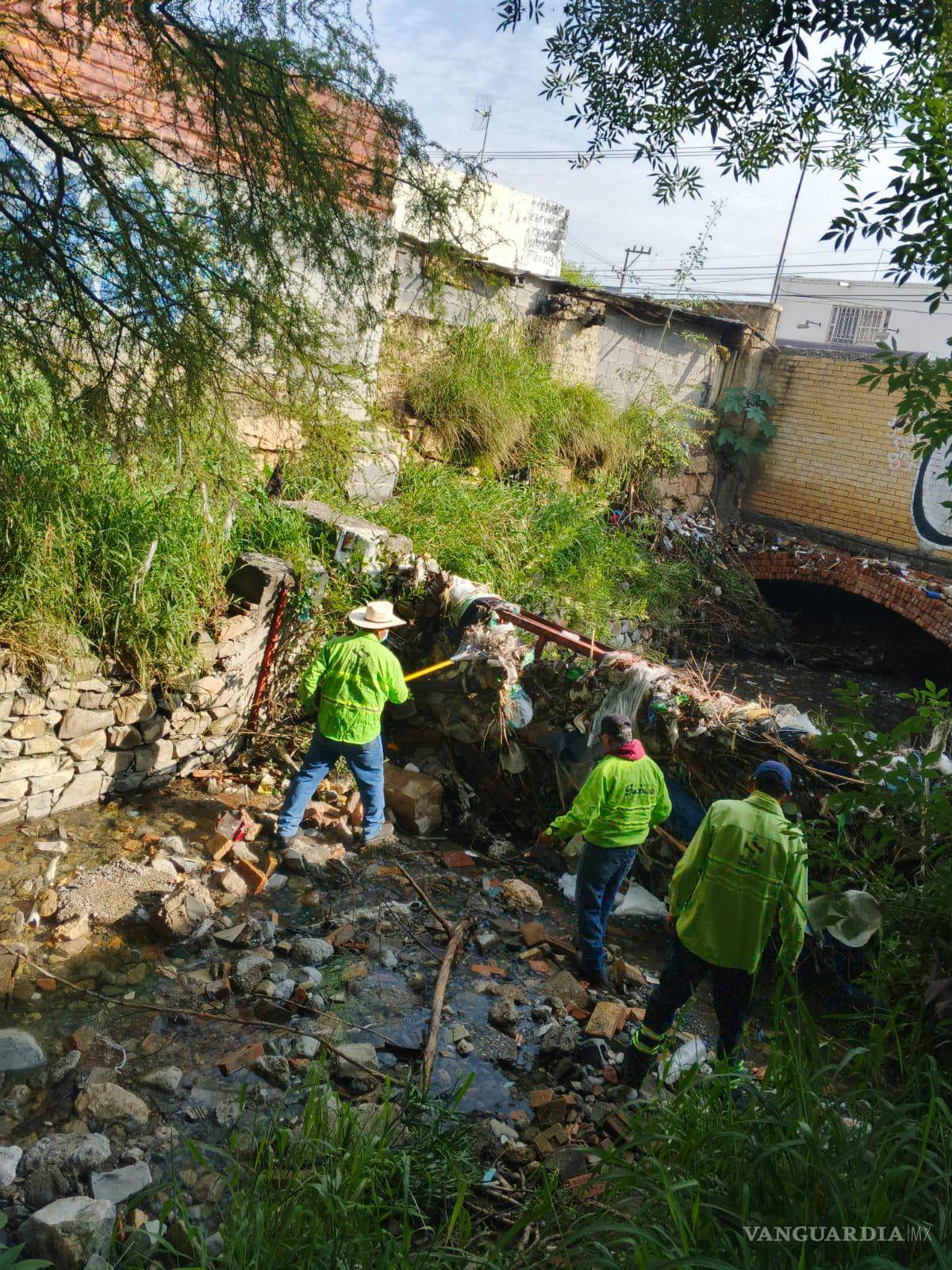 $!Brigadas municipales limpiaron el arroyo La Tórtola para permitir el flujo natural del agua y prevenir desbordamientos.