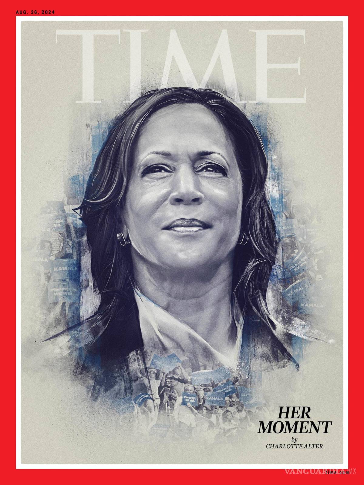 $!Un retrato en blanco y negro de la vicepresidenta y candidata demócrata, Kamala Harris, es la portada de Time para su edición del 28 de agosto.