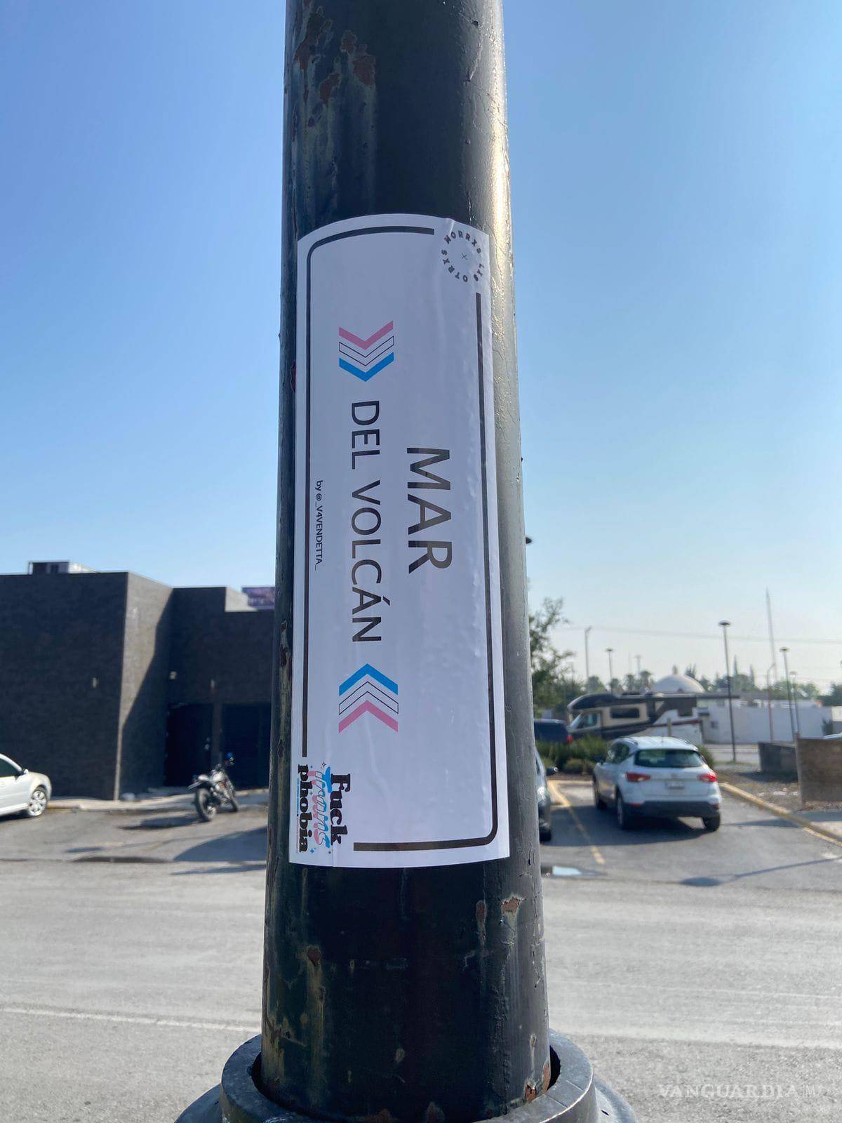 $!Nuevas nomenclaturas adornan los postes de Saltillo, celebrando el mes del orgullo LGBTQ+.