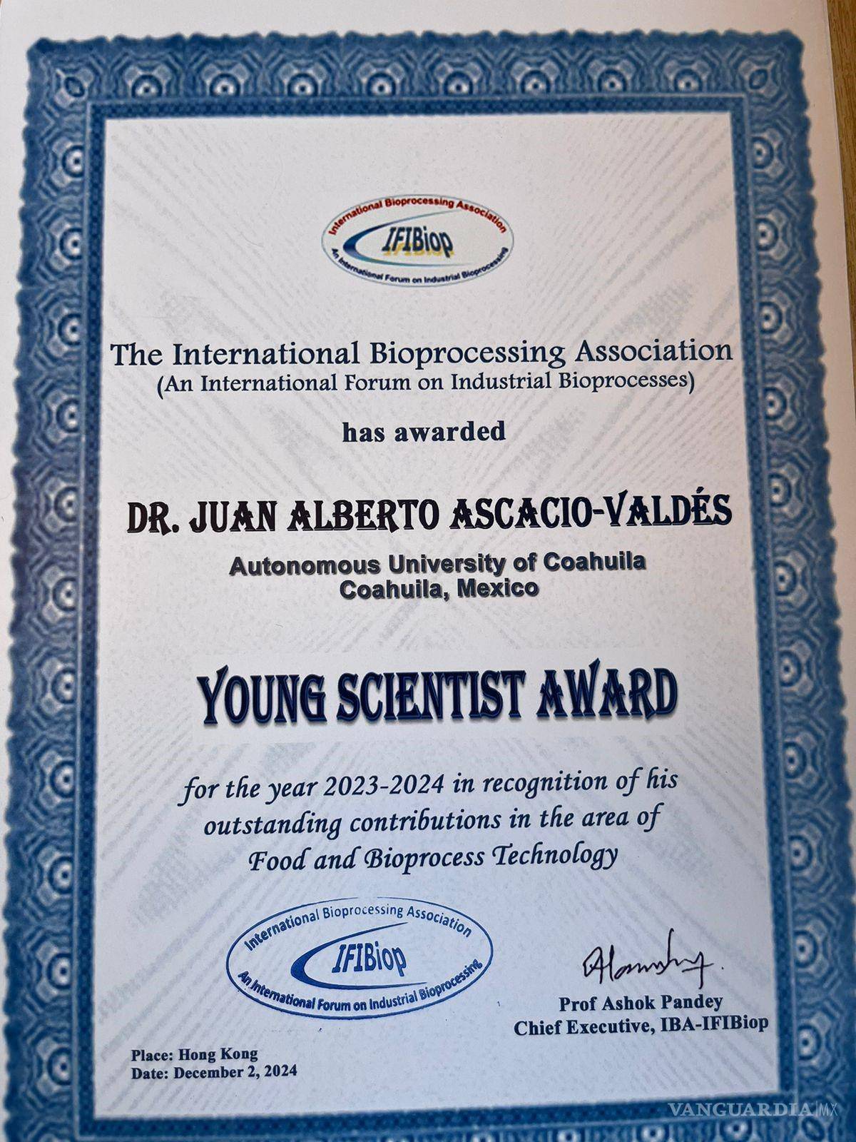 $!El premio llena de orgullo no solo a estudiantes y profesores de la UAdeC, sino a la comunidad científica del País.