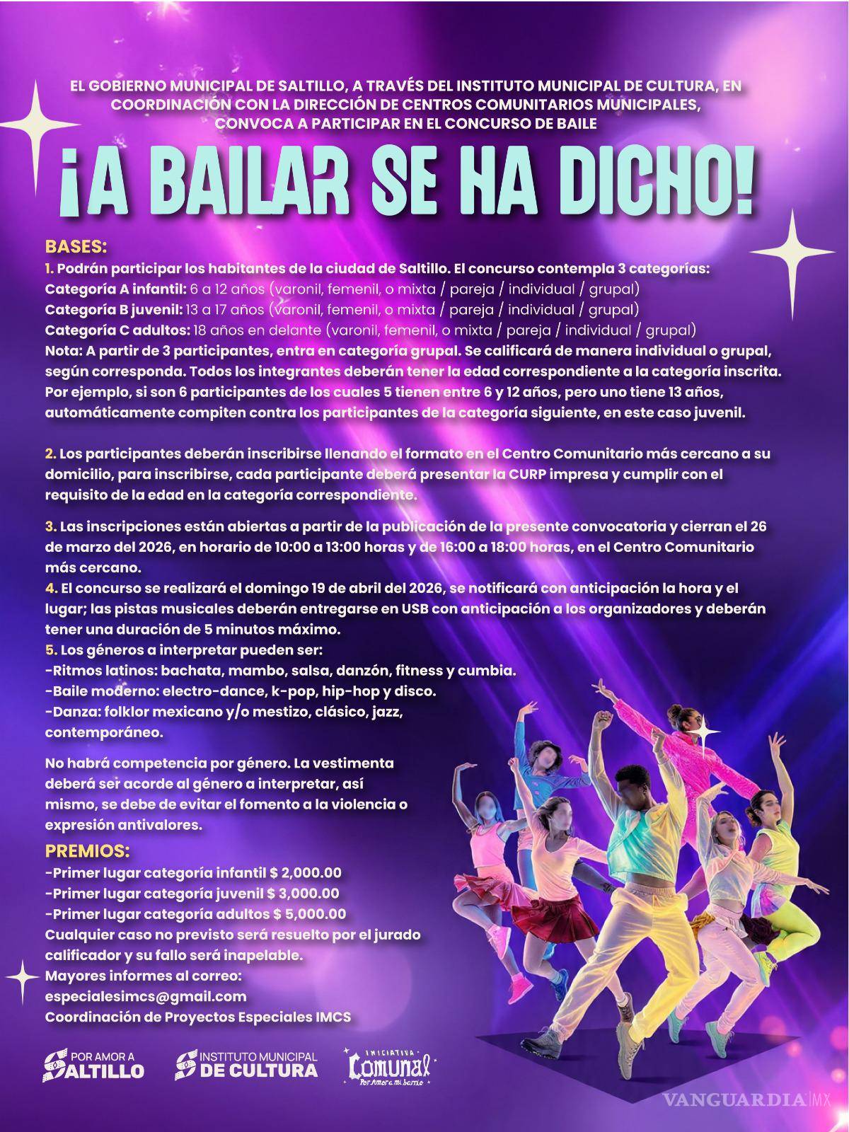 $!El concurso “¡A bailar se ha dicho!” premiará a los primeros lugares con hasta 5 mil pesos en la categoría de adultos.