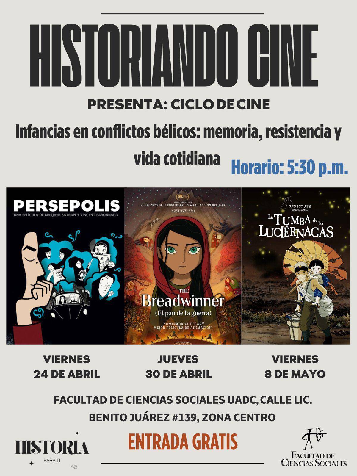 $!El ciclo “Historiando Cine” proyectará tres películas sobre infancias en contextos de guerra en la Facultad de Ciencias Sociales de la UAdeC, con entrada gratuita.
