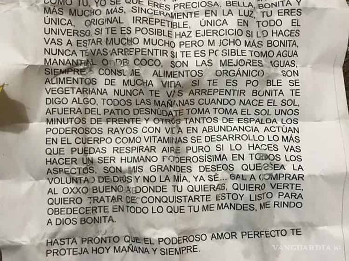 $!"Hola bonita, soy tu vecino quiero ser tu amigo secreto", acosador deja dinero y una carta a joven