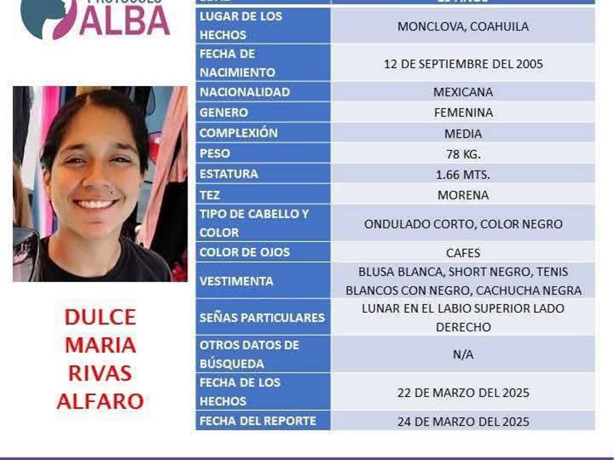 $!Dulce María fue vista por última vez el 22 de marzo; vestía una blusa blanca, short negro y cachucha negra.