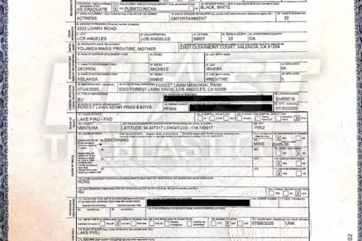 $!Naya Rivera: revelan nuevos detalles sobre su muerte; filtran acta de defunción