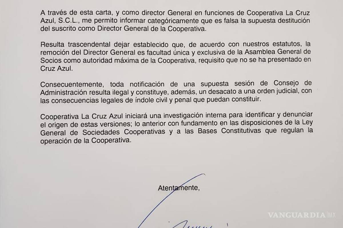 $!Niega Guillermo Álvarez destitución en el cargo de director de Cooperativa Cruz Azul