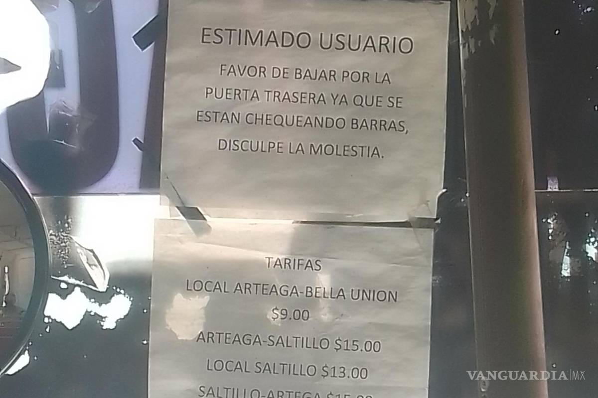 Transporte Express aplicará nueva cuota el 2 de junio; Saltillo-Arteaga hasta nuevo aviso