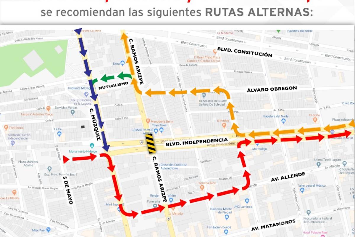Cerrarán el bulevar Independencia de Torreón por obras del Metrobús