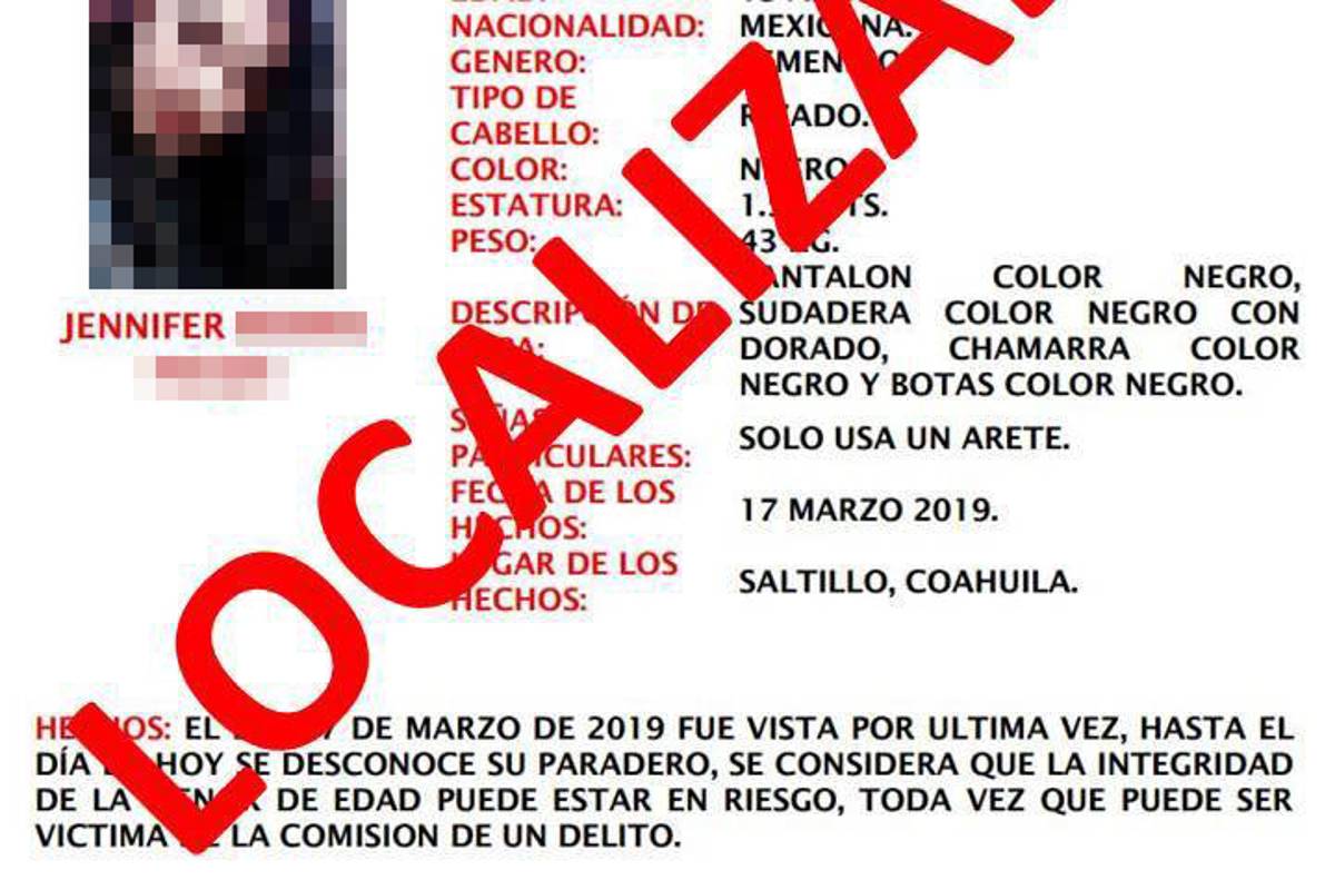 Encuentran en Jalisco a adolescente reportada como desaparecida en Coahuila