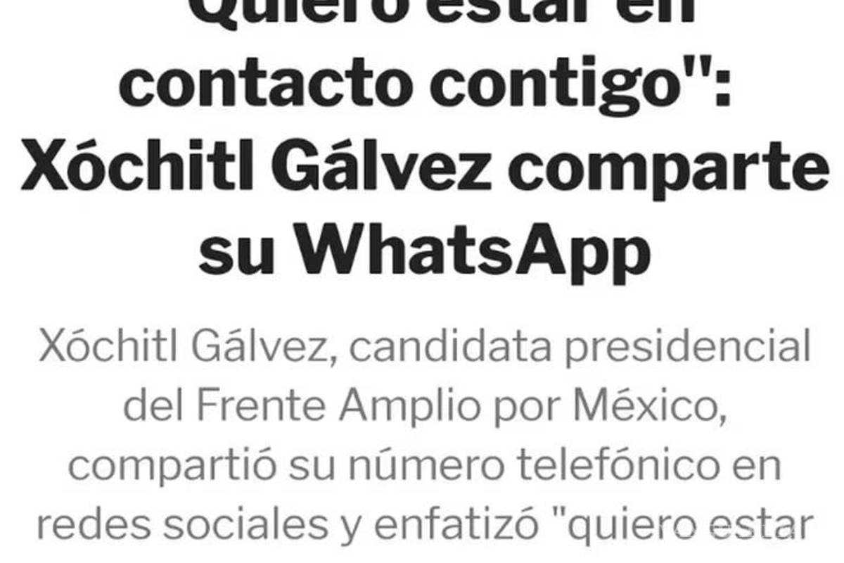 $!Número telefónico de Xóchitl Gálvez es filtrado, acusan a perfil de X cercano a Morena