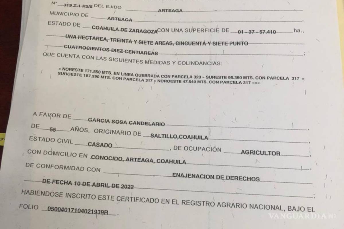 Denuncian despojo de tierras en ejido Arteaga