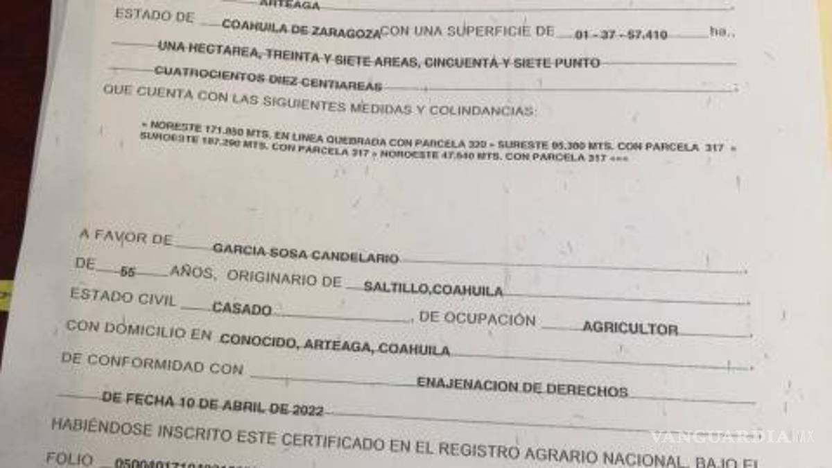 Denuncian despojo de tierras en ejido Arteaga