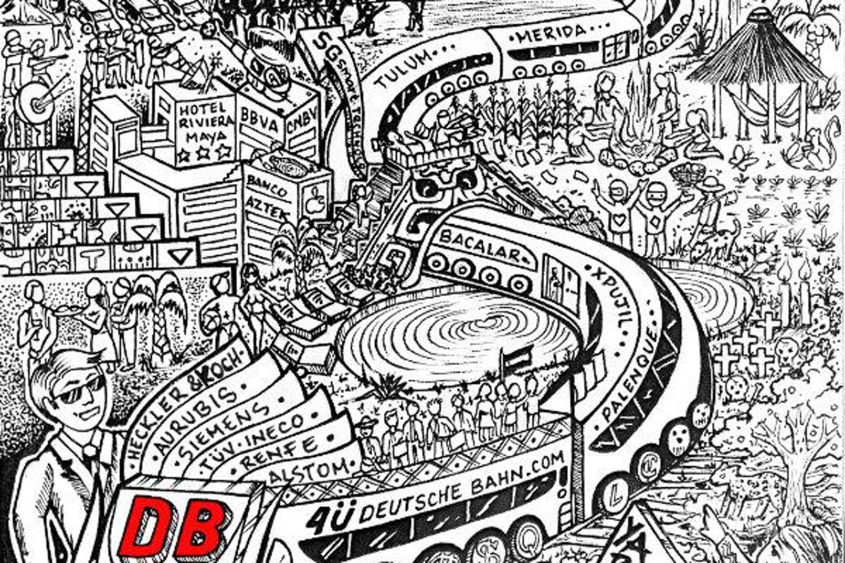 $!Activistas señalan a la empresa alemana por involucrarse en un proyecto que, apenas el día de ayer, fue calificado como ecocidio.