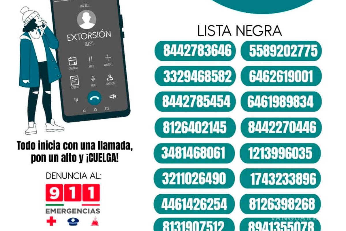 Difunden en Coahuila números de teléfonos de extorsionadores