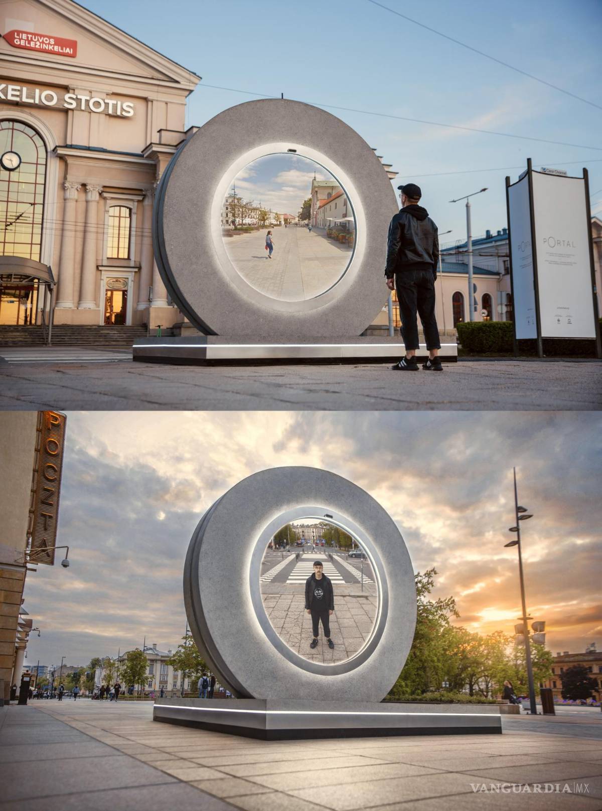 $!Dos individuos, uno en Lituania y otro en Polonia se contemplan a través de terminal de 'pOrtal' visto desde Vilna, Lituania. EFE/Benediktas Gylys Foundation/Vilnius Gediminas Technical University