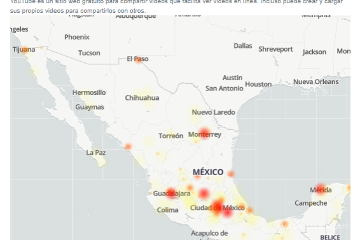 $!DownDetector registra caída masiva de YouTube; usuarios reportan que es falla global