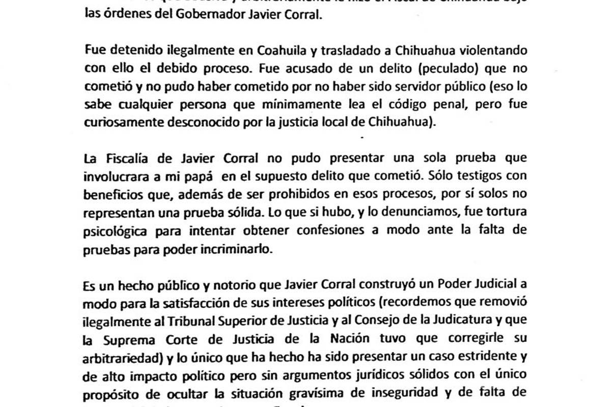 $!Rompe el silencio hija de Alejandro Gutiérrez sobre el proceso judicial de su padre