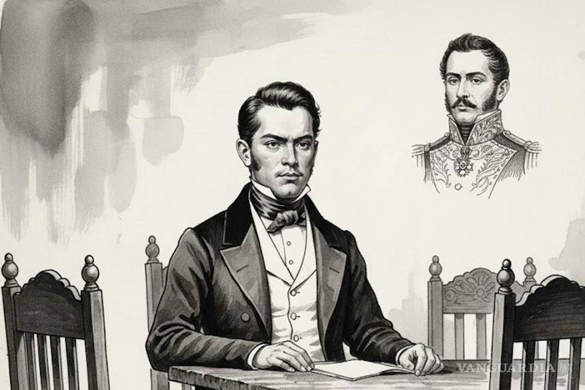 $!Representación de José Francisco Bernardino de la Peña como autoridad municipal, busto arriba a la derecha del Presidente Melchor Múzquiz.