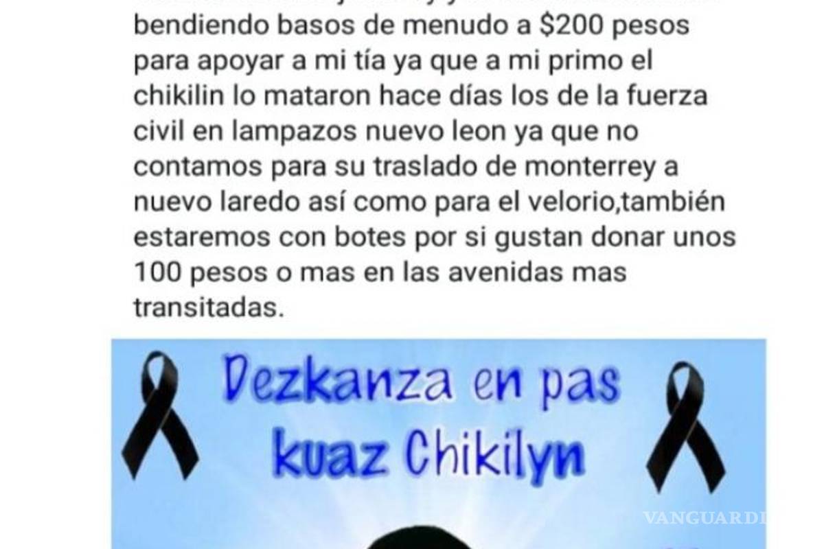 $!'Dios lo necesitaba'... familiares de sicario abatido de la 'Tropa del Infierno' venden menudo y piden dinero en la calle para pagar su funeral