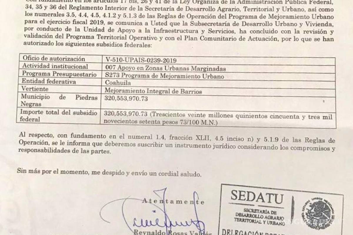 $!Anuncian para Piedras Negras inversiones por 700 mdp en 2019