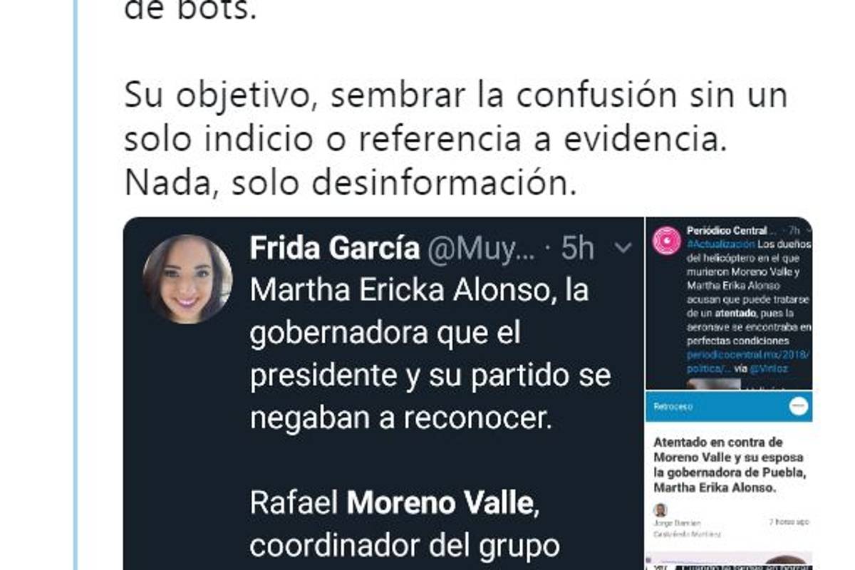 $!'Bots' desatan guerra contra AMLO por accidente de Martha Érika y Rafael Moreno
