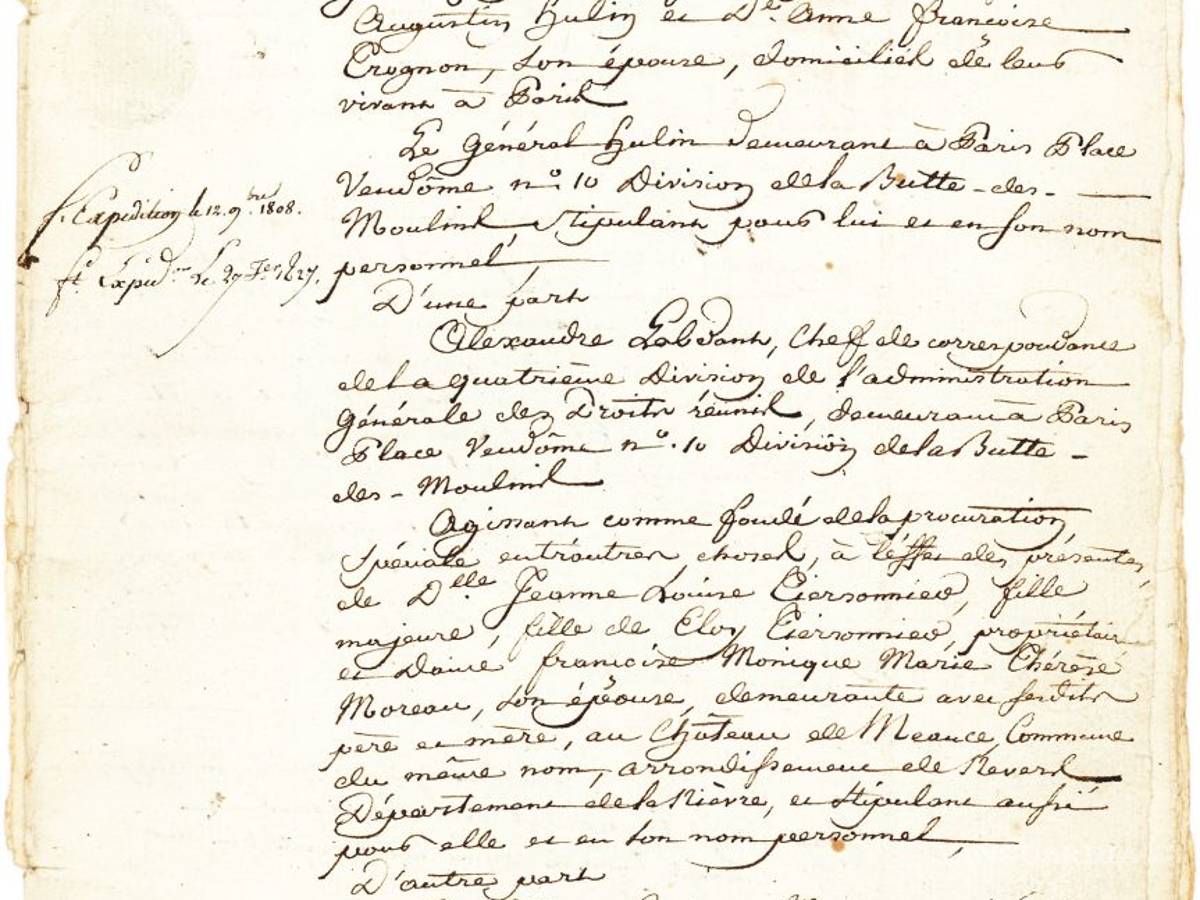 $!Subastarán en San Valentín el acta nupcial de Napoléon y Josefina