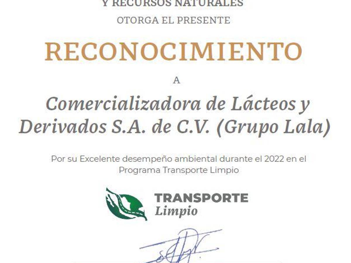 $!Premia Semarnat y SICT a Grupo LALA por 5to año por su transporte ecoamigable