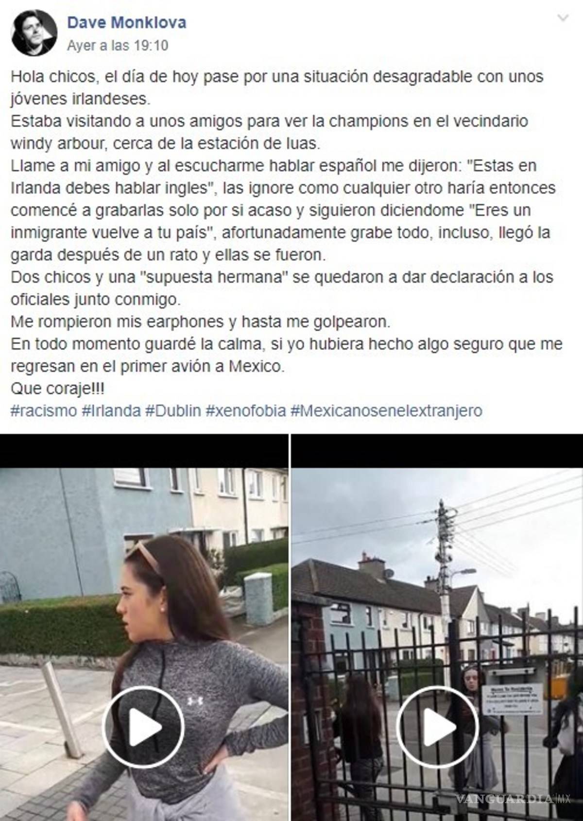 $!Jóvenes irlandeses agreden a mexicano por hablar en español