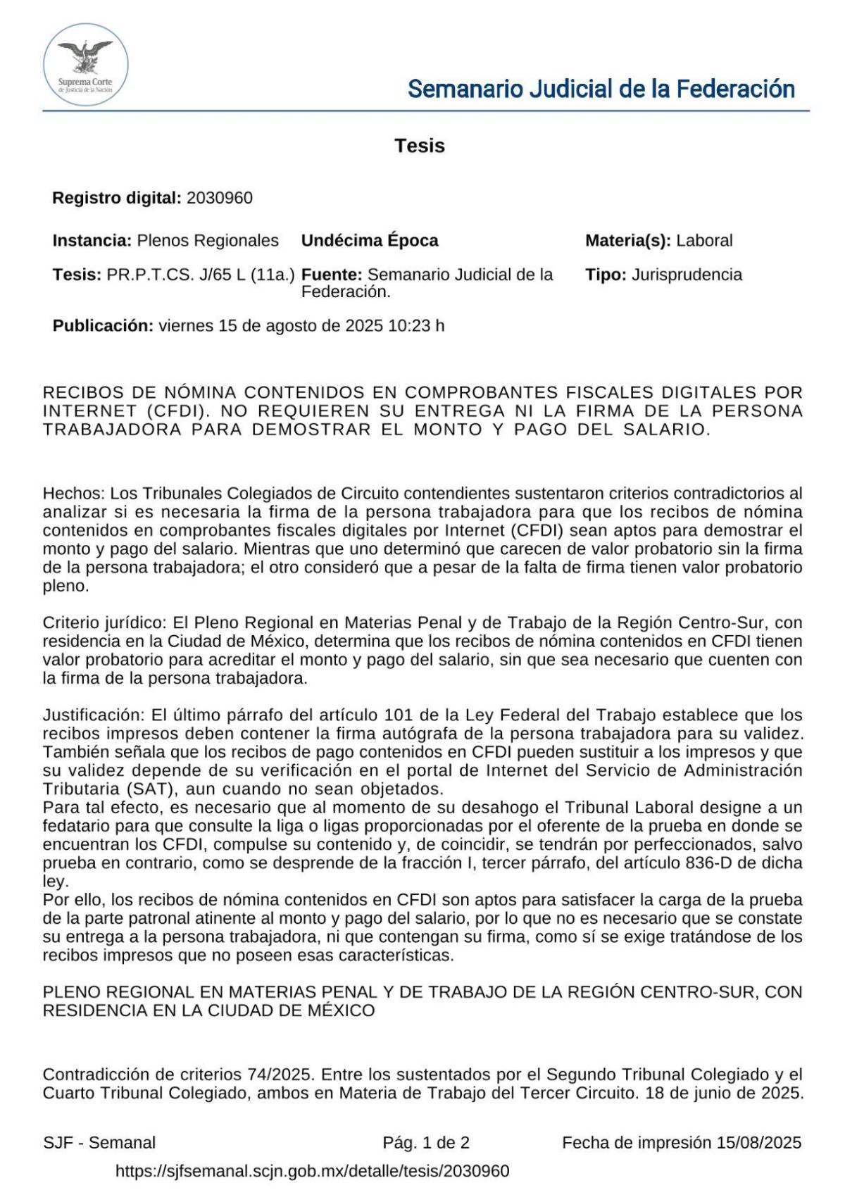 $!Recibos de nómina digitales sin la firma del trabajador tendrán validez en juicios laborales