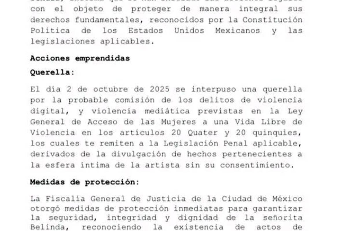 $!Belinda obtiene medidas de protección contra Lupillo Rivera tras querella por violencia digital y mediática