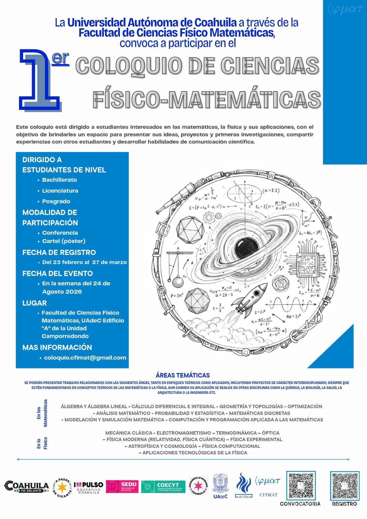 $!Saltillo: convocan al Primer Coloquio de Ciencias Físico-Matemáticas en la UAdeC