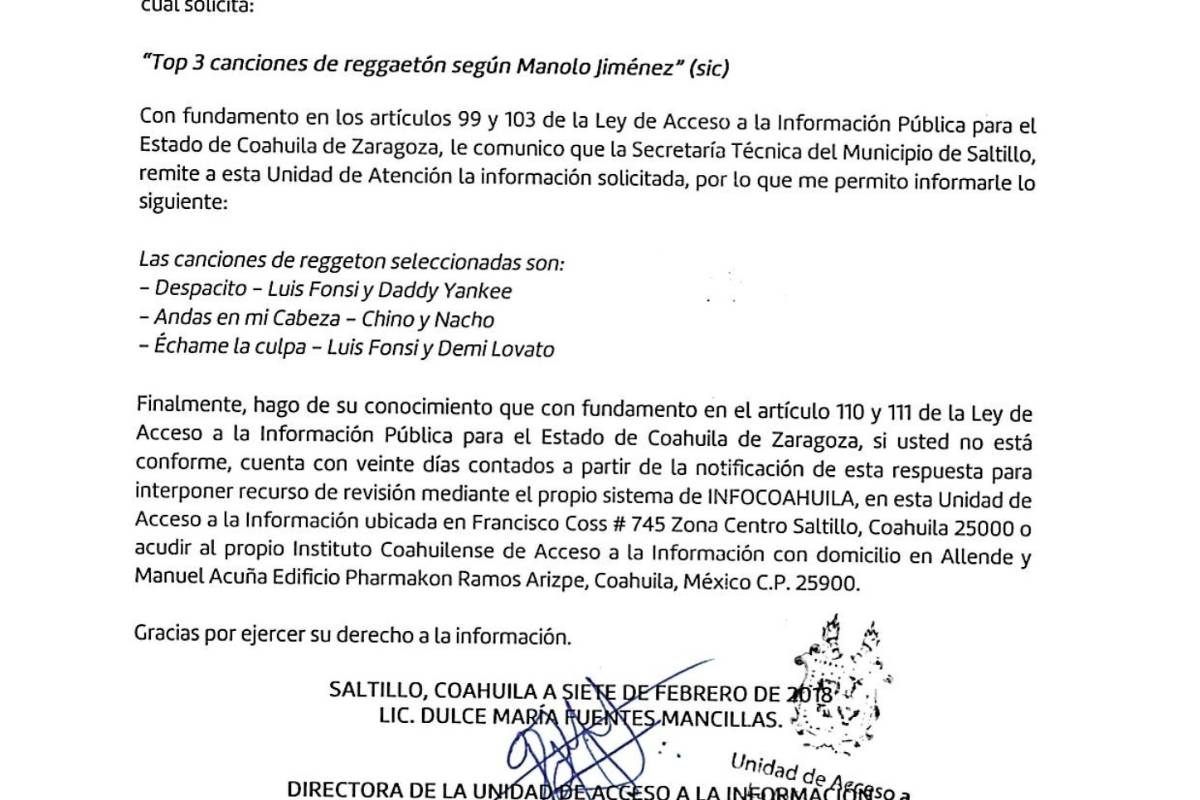 $!Presenta Manolo Jiménez su top 3 de reggaetón… ¡vía transparencia!