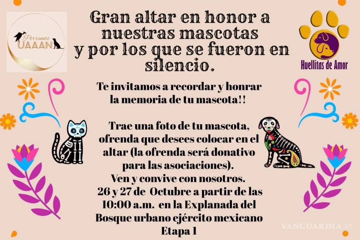 $!Las organizaciones invitan a la comunidad a participar en el Gran Altar en honor a las mascotas, que se llevará a cabo el 26 y 27 de octubre en el Bosque Urbano Ejército Mexicano.