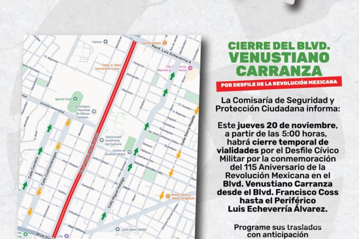 $!Se recomienda a la población tomar vías alternas a V. Carranza en el tramo mencionado.