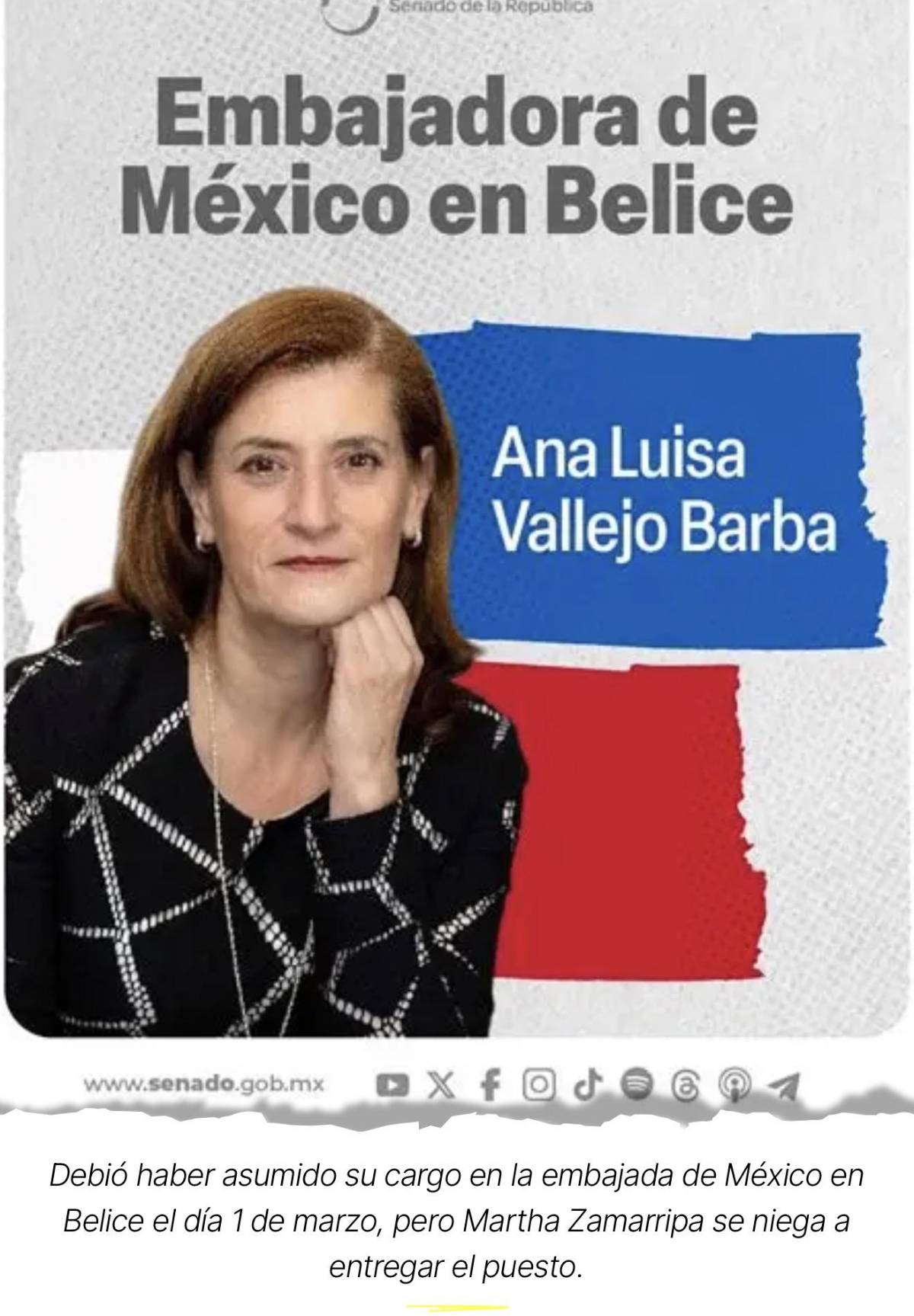 $!Ana Luisa Vallejo Barba, nueva embajadora de México en Belice.