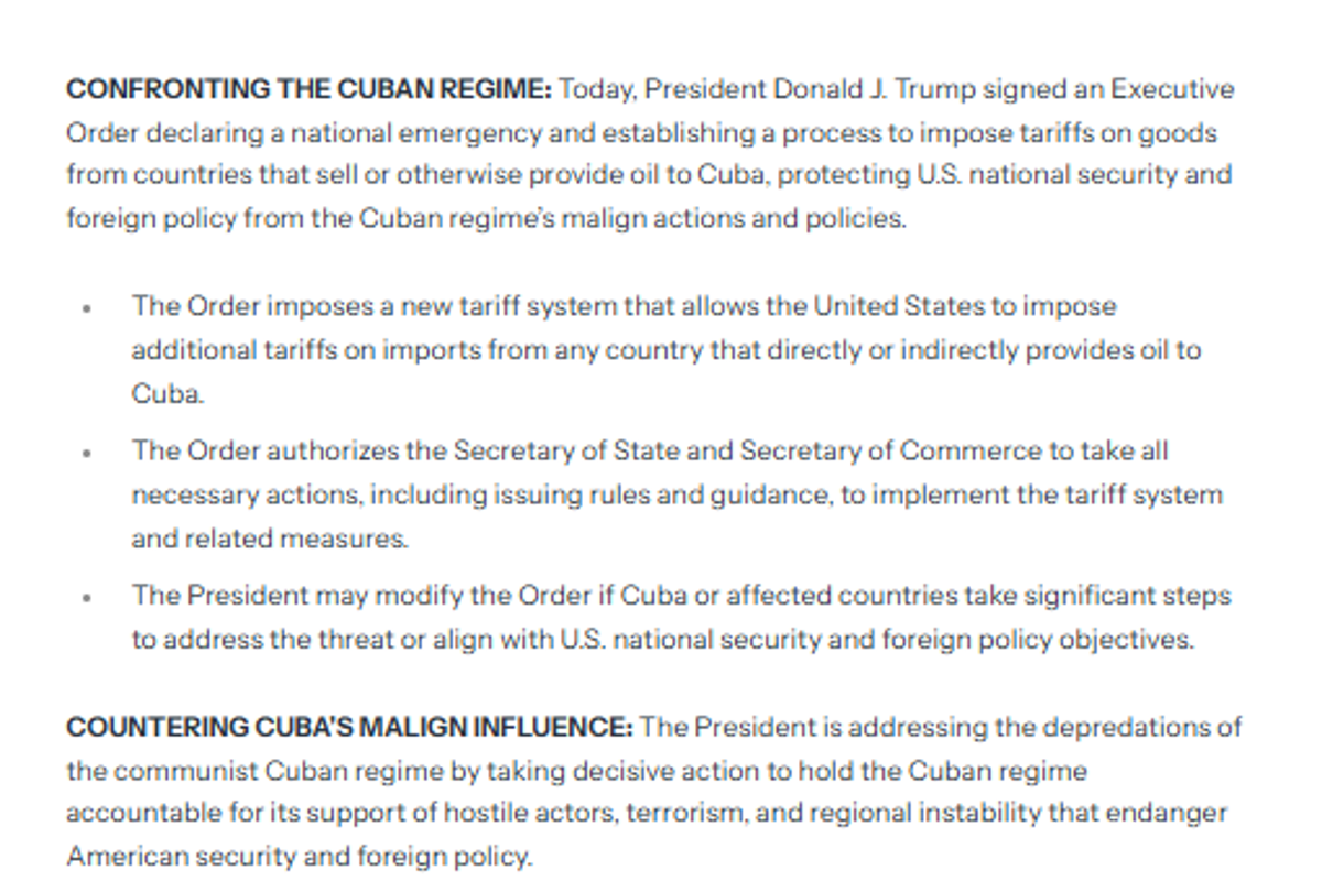 $!Trump impondrá aranceles a países que suministren petróleo a Cuba