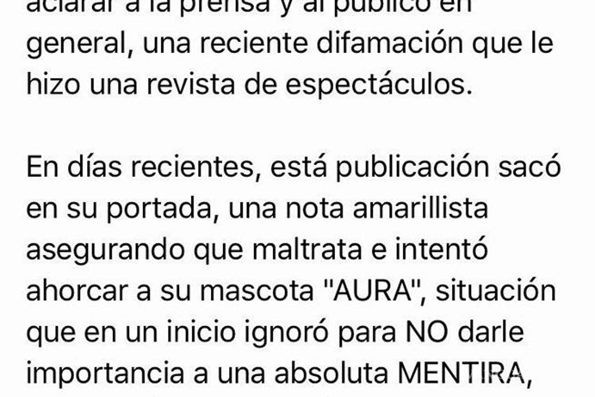 $!"Nunca he maltratado a animales", aclara Lucía Méndez